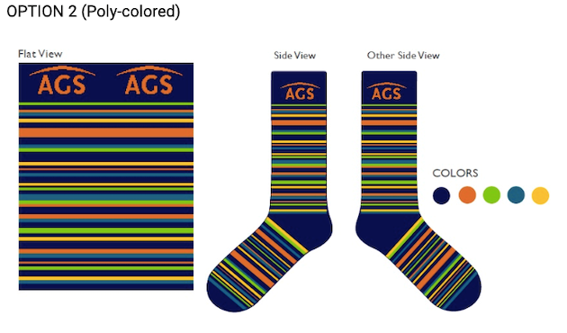 Trouser socks with AGS logo and poly-colored stripes