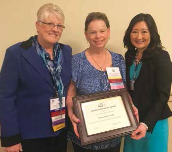 Kathy Frank, RN, PhD, AGSF, COSAR co-chair, with Mary Olhausen, OGS Executive Director, & OGS's Lisa Miura, MD