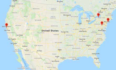 US map highlighting four CoCare Ortho organization locations